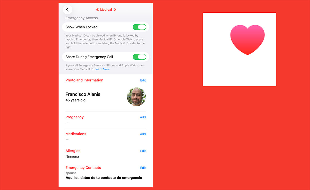 Medical ID de Apple SOS sistema de Emergencia