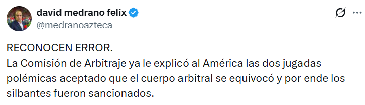 Sancionan a árbitros por "perjudicar" al América contra Monterrey