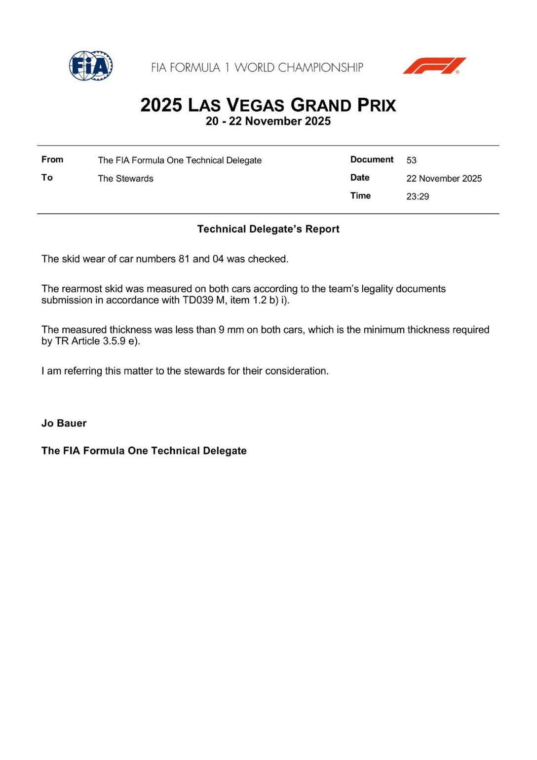 Comunicado sobre Lando y Piastri