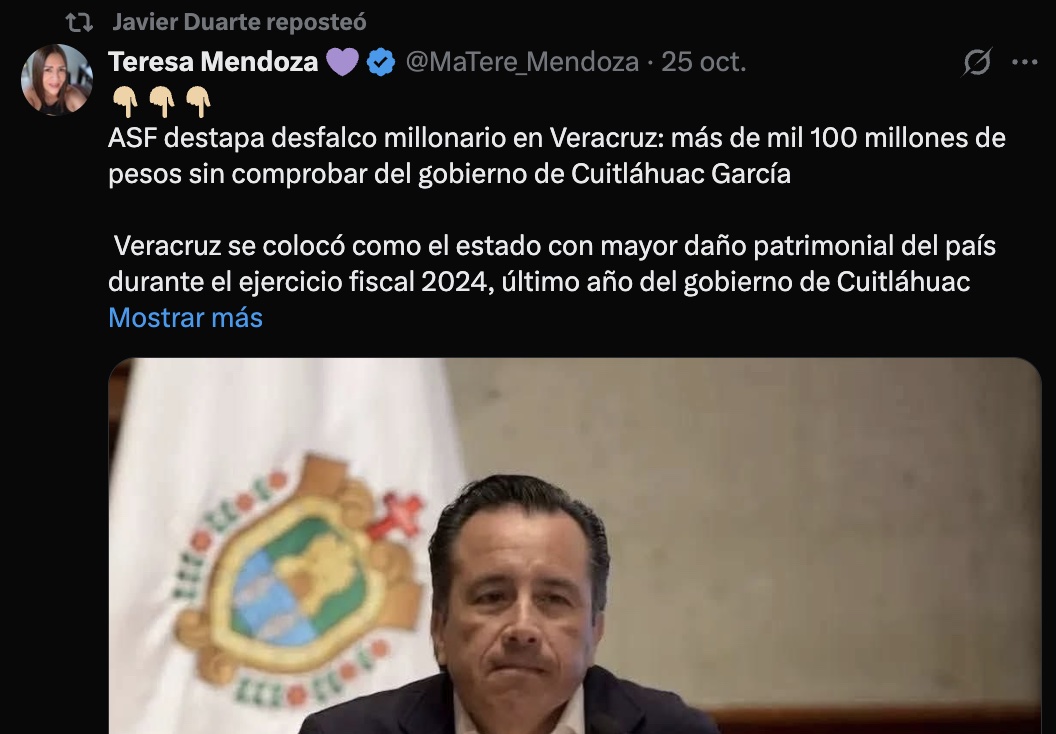 Reposteo de Javier Duarte,