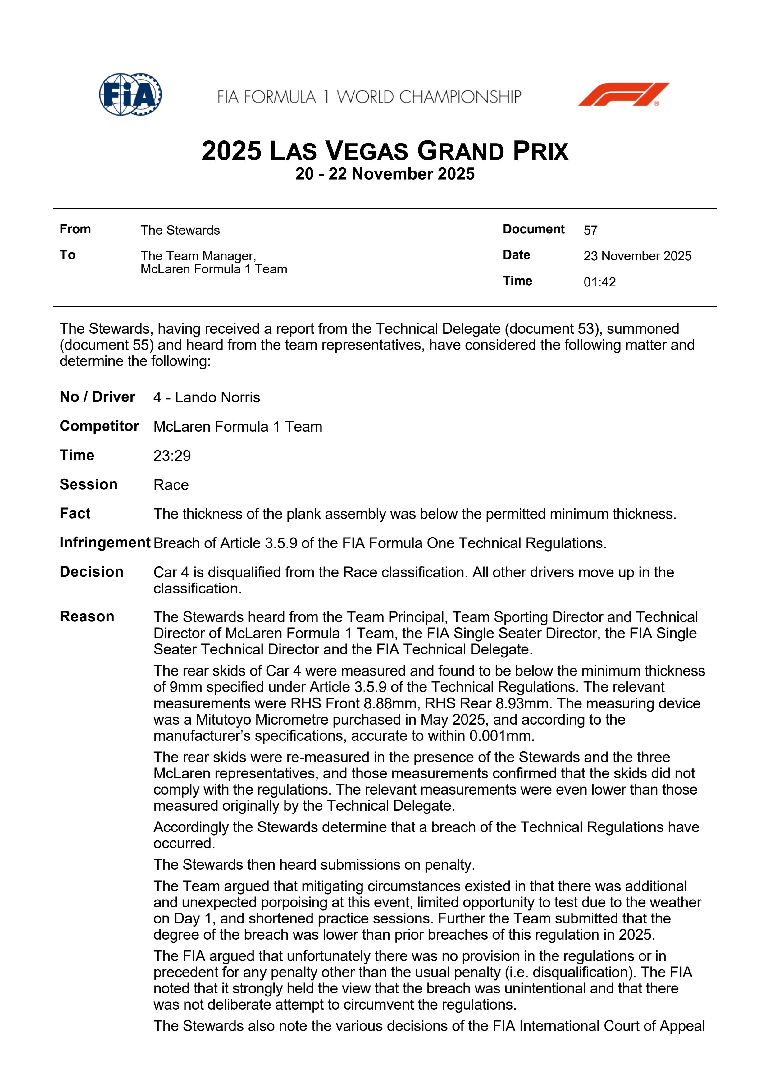 lando norris descalificado