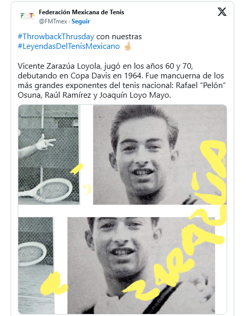 Muere Vicente Zarazúa, histórico tenista mexicano y tío de Renata Zarazúa