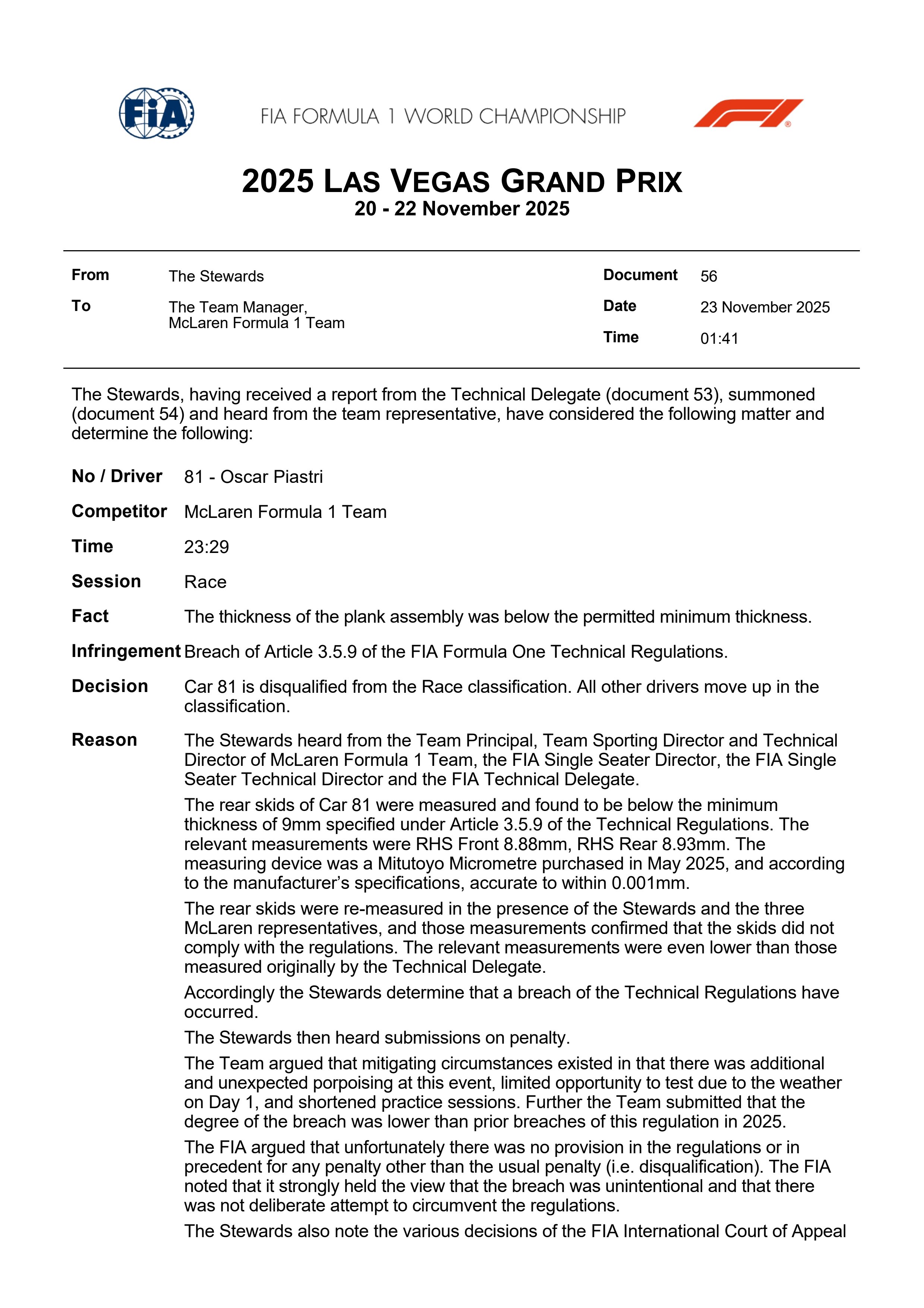 oscar piastri descalificado