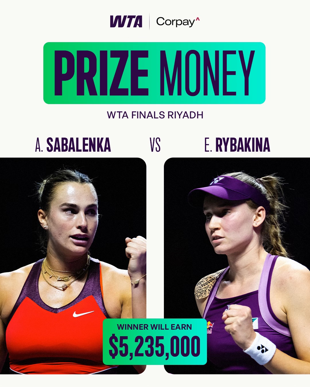 Aryna Sabalenka y Elena Rybákina jugarán la final de las WTA Finals y te decimos dónde ver este juegazo