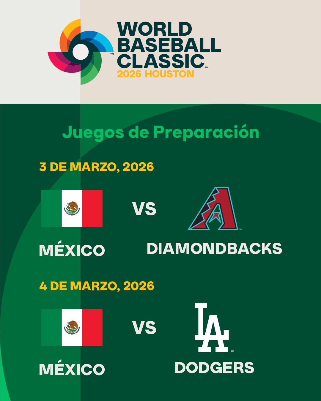 Selección Mexicana de Beisbol jugará contra Dodgers previo al Clásico Mundial