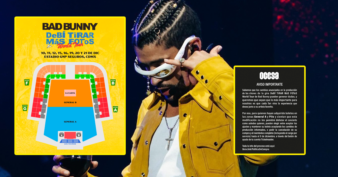 Bad Bunny cambió su mapa y OCESA anuncia reembolsos para inconformes