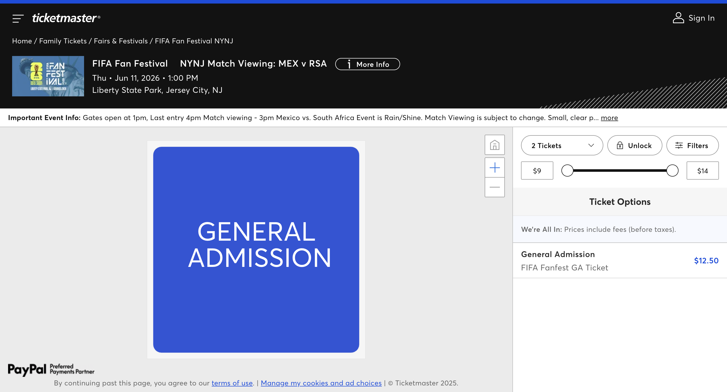 Venta de boletos del FIFA fan fest de New Jersey