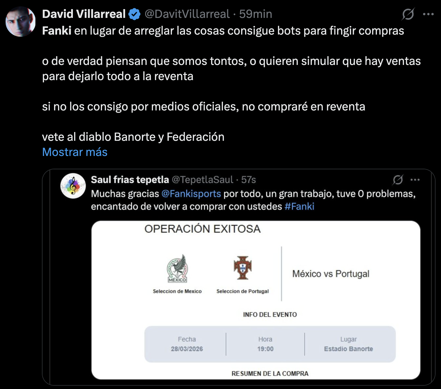 Fanki venta de boletos México vs Portugal