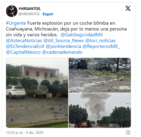 Dejan coche bomba a Policía Comunitaria de Coahuayana, Michoacán; hay dos muertos