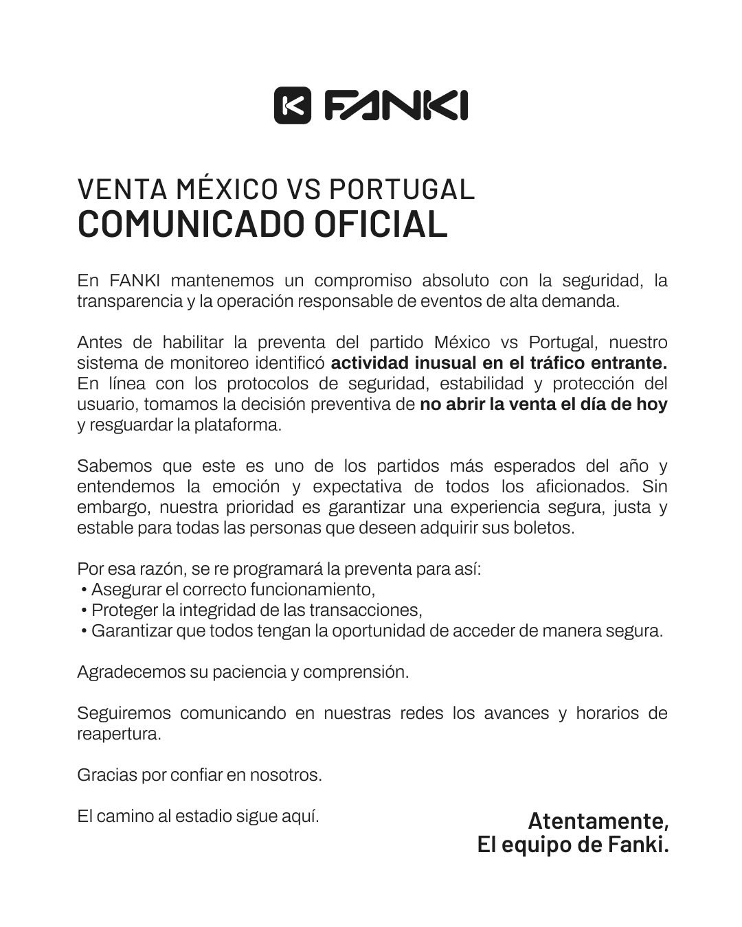 Boletos México vs Portugal Fanki