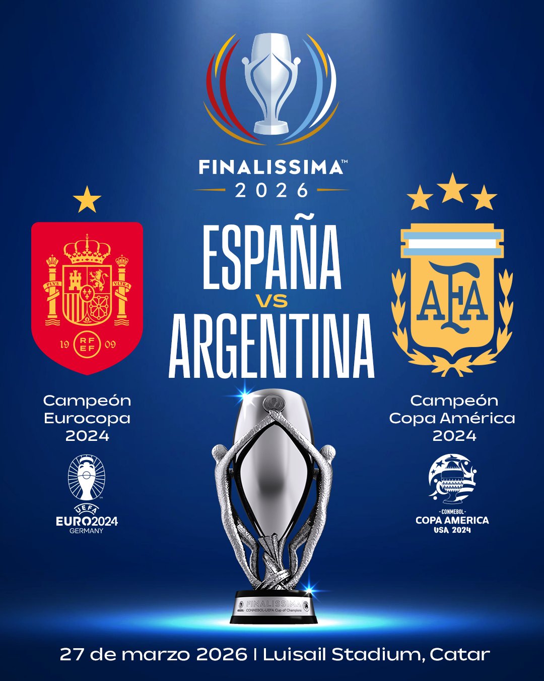 En Qatar: Ya hay fecha y sede para la Finalissima España vs Argentina en 2026