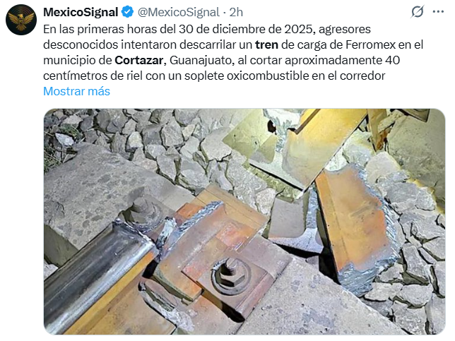 Y en Guanajuato: Criminales intentaron descarrilar un tren cortando los rieles