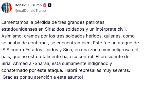 ISIS mata a dos soldados y un civil estadounidenses y Ttrump promete que se pondrá feo