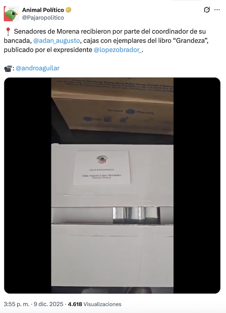 7 millones de pesos en libros de AMLO que Adán Augusto mandó en el Senado