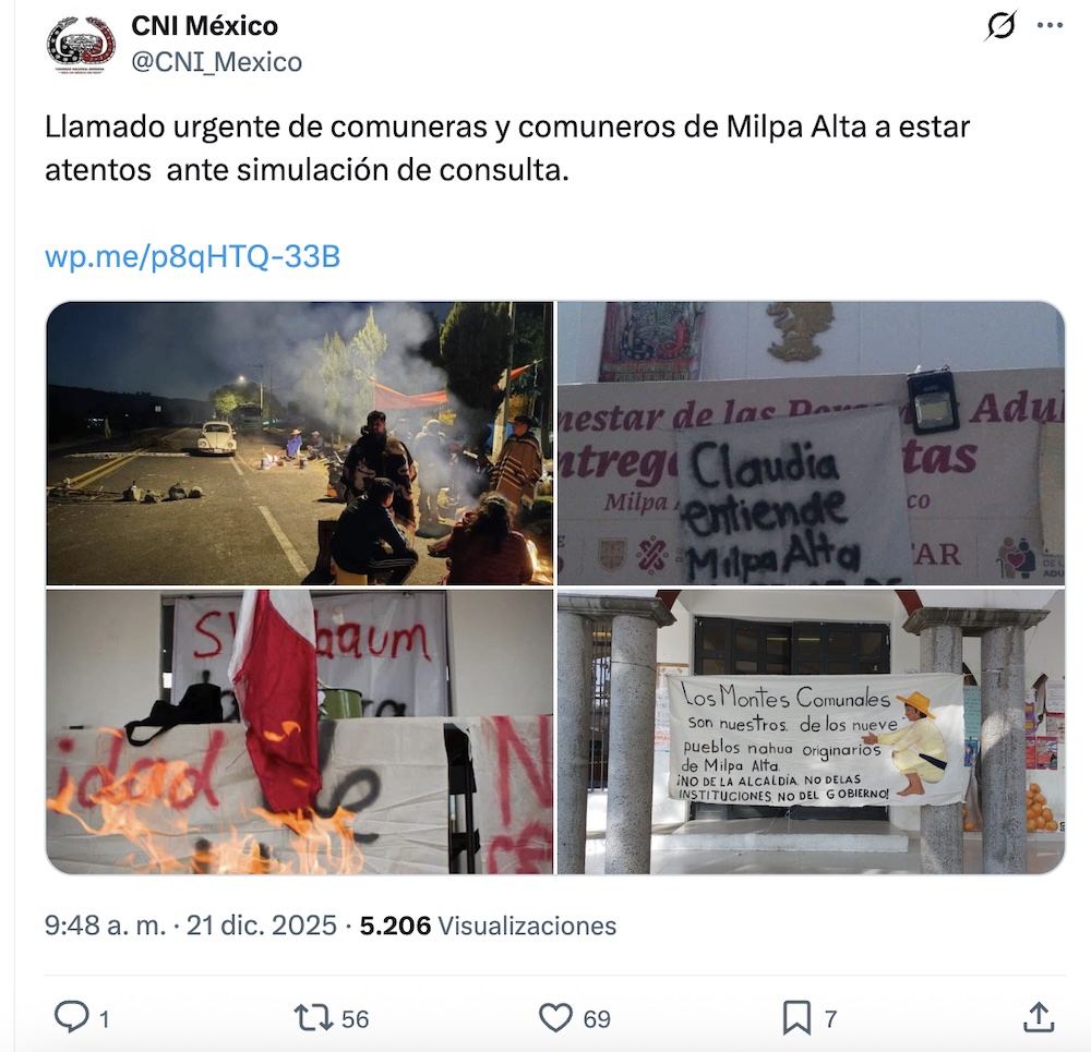 Línea 6 del Cablebús y las protestas de comuneros de Milpa Alta