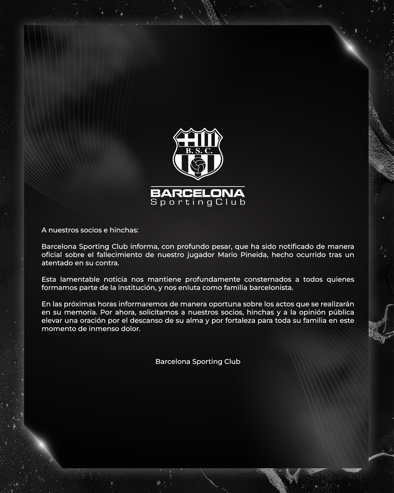 Asesinan a Mario Pineida, futbolista del Barcelona de Ecuador, en ataque armado