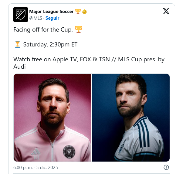 Checa dónde ver a Messi vs Thomas Müller en la final de la MLS entre Inter Miami y Vancouver