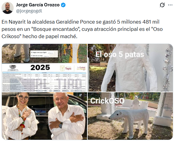 El "Oso Crickoso" de Nayarit que costó un dineral y da pena ajena