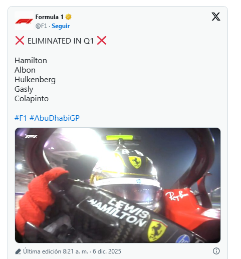 Parrilla salida GP Abu Dhabi