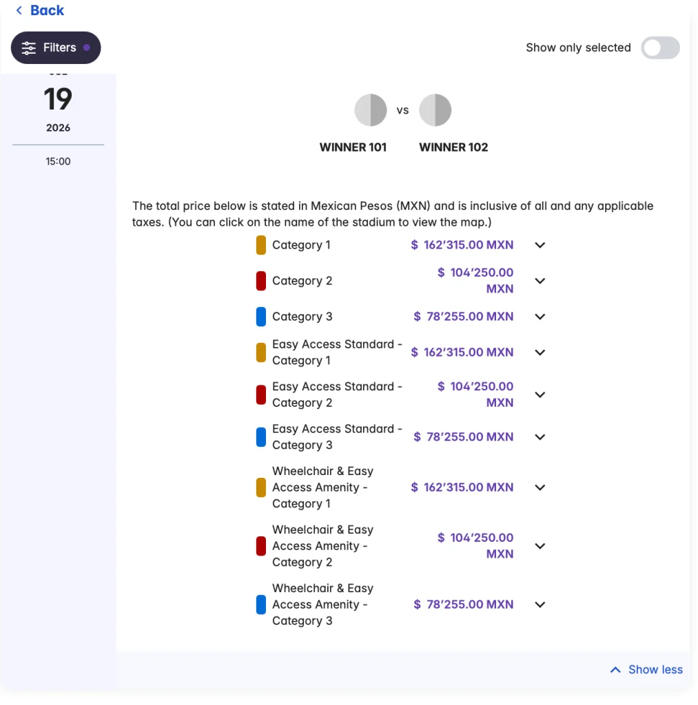 Precios para la final del Mundial 2026