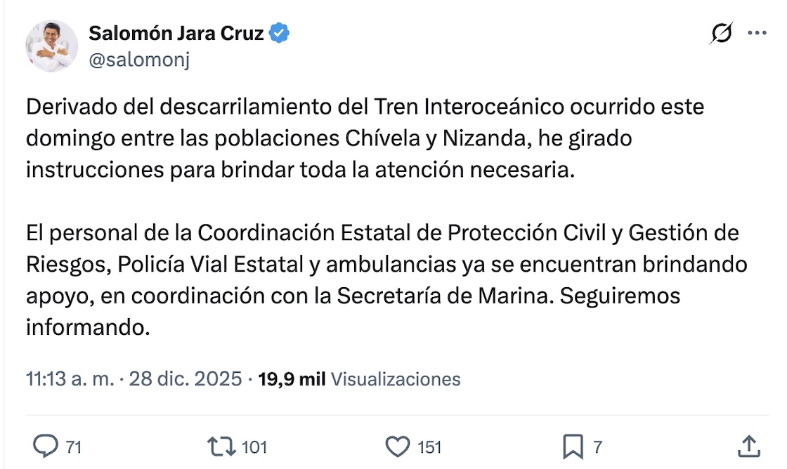 Despedir 2025 con el descarrilamiento del Tren Interoceánico: 3 reacciones que dejan más preguntas que respuestas