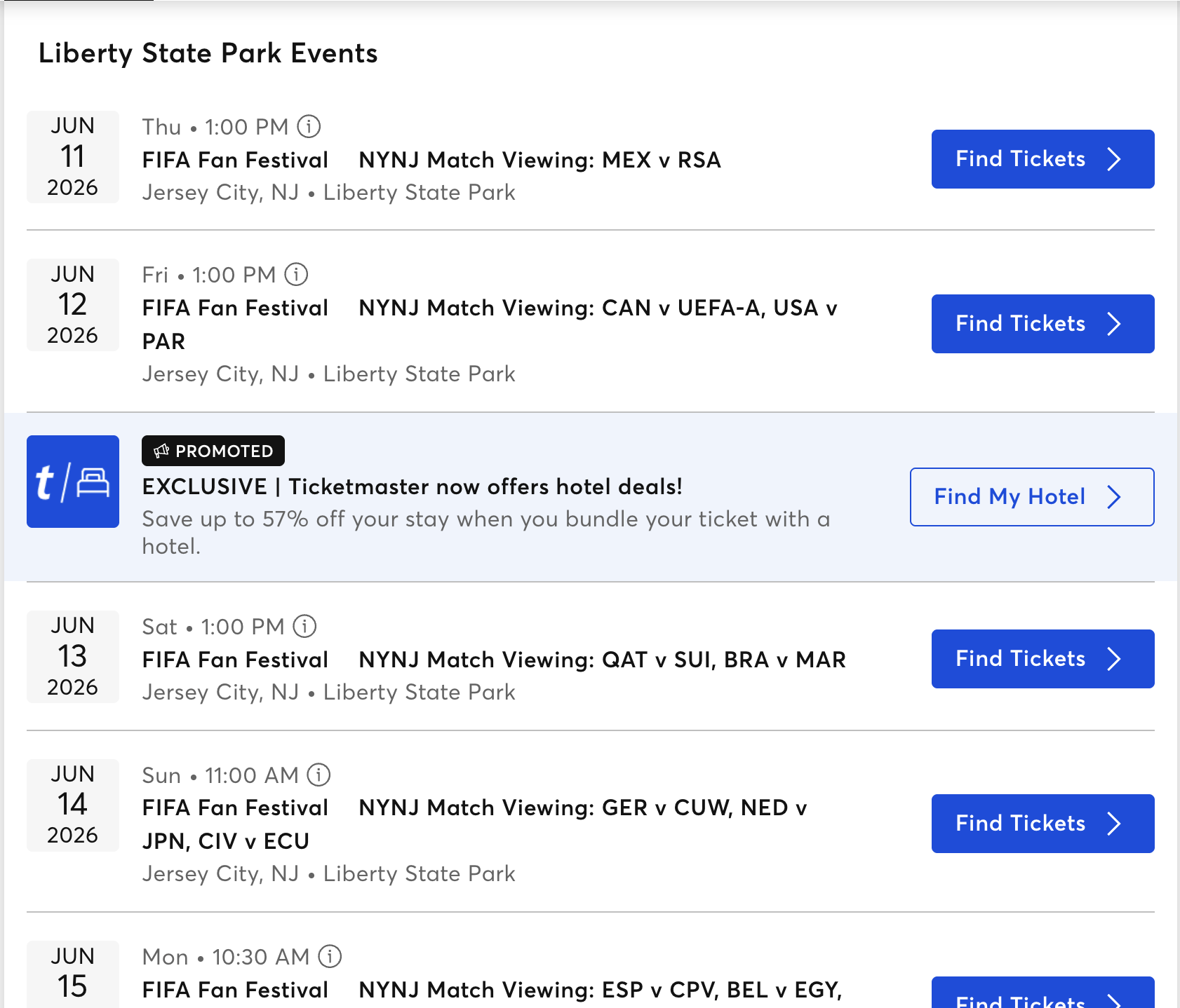 Venta de boletos del FIFA fan fest de New Jersey