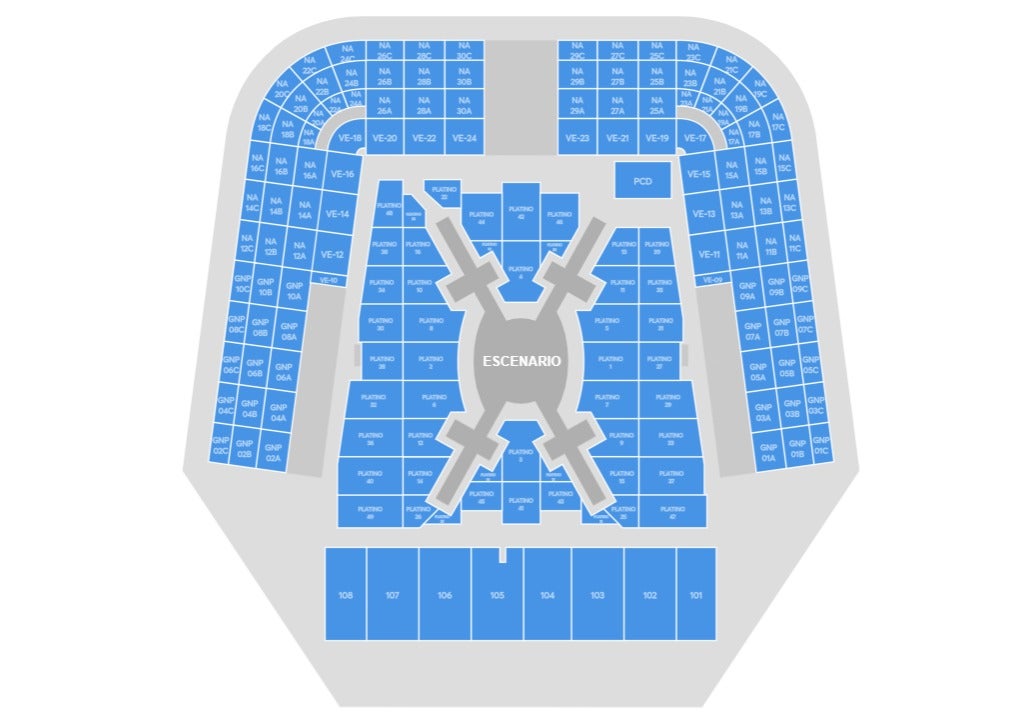 Mapa del concierto de BTS en el Estadio GNP