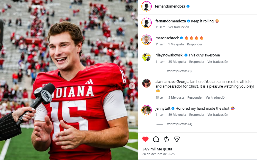 Fernando Mendoza, el posible pick 1 del draft 2026 de la NFL tras brillar con Indiana