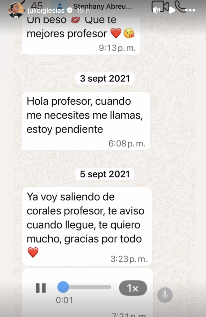 Julio Iglesias vía Stories Instagram
