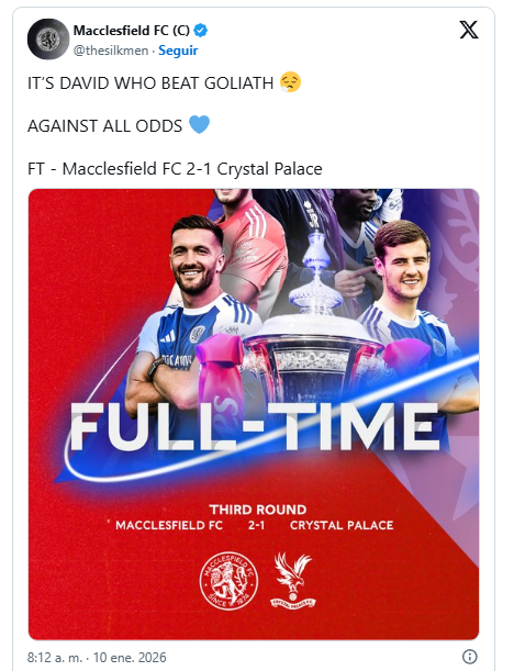 Macclesfield, el equipo "non-league" con 5 años de vida que eliminó al campeón de la FA Cup