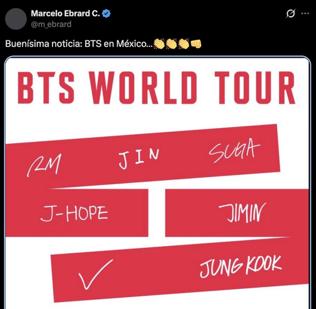 Marcelo Ebrard celebra show de BTS 