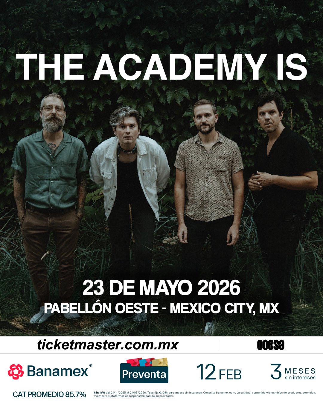 The Academy Is en México 2026 – Pabellón Oeste del Palacio de los Deportes