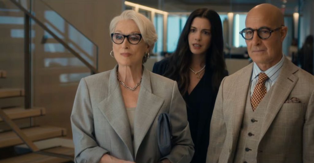 Meryl Streep, Anne Hathaway y Stanley Tucci en 'El diablo viste a la moda 2' 