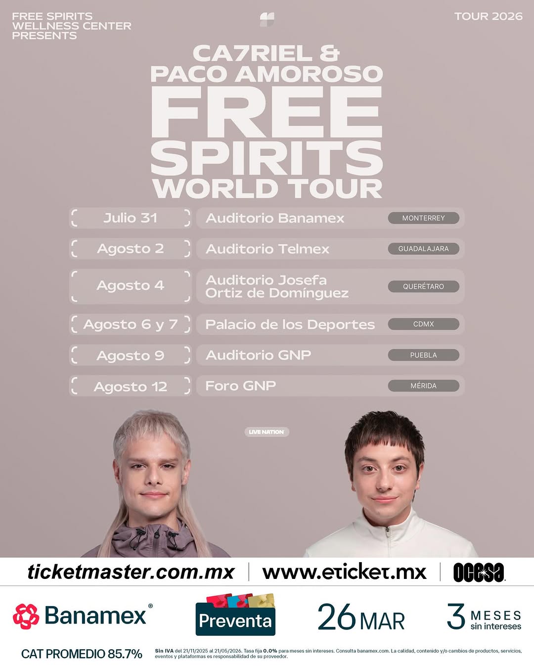 CA7RIEL y Paco Amoroso – gira por México