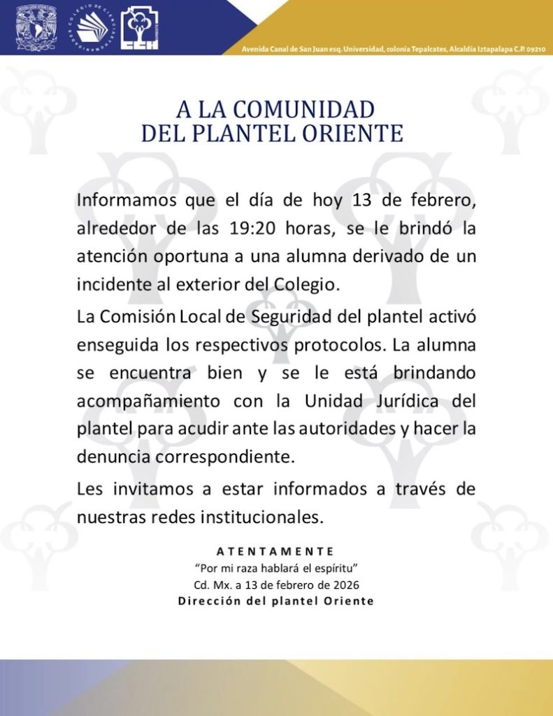 CCH Oriente se va a paro: Estudiantes exigen más seguridad