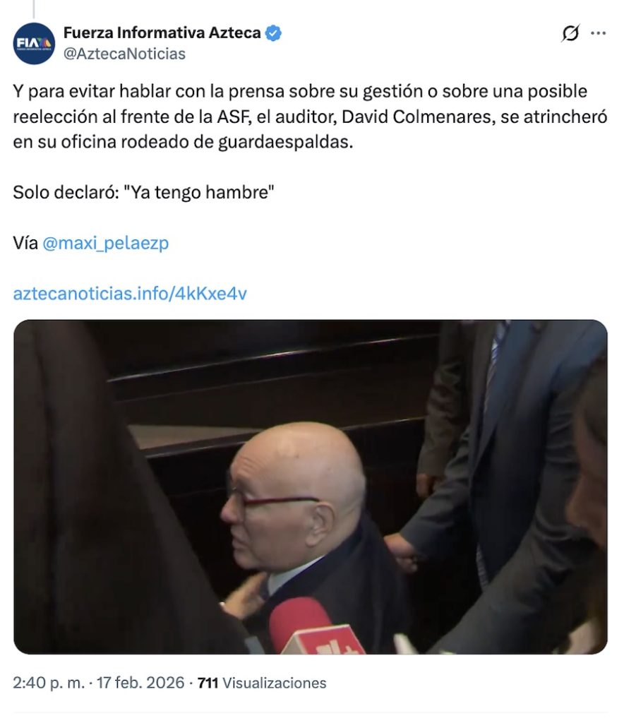 "Ya tengo hambre": La respuesta del auditor Superior a preguntas incómodas