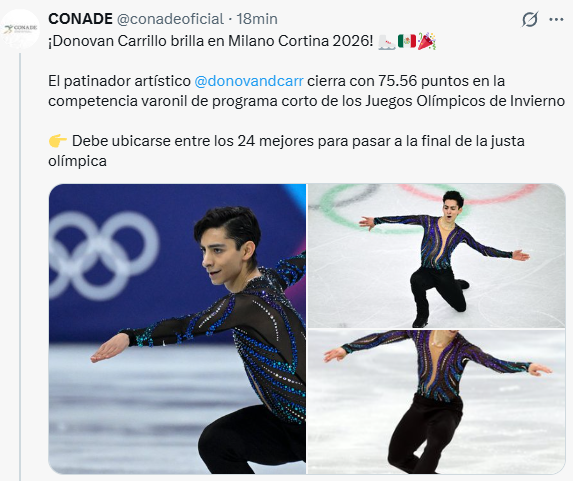 Donovan Carrillo en los Juegos Olímpicos de Invierno 2026
