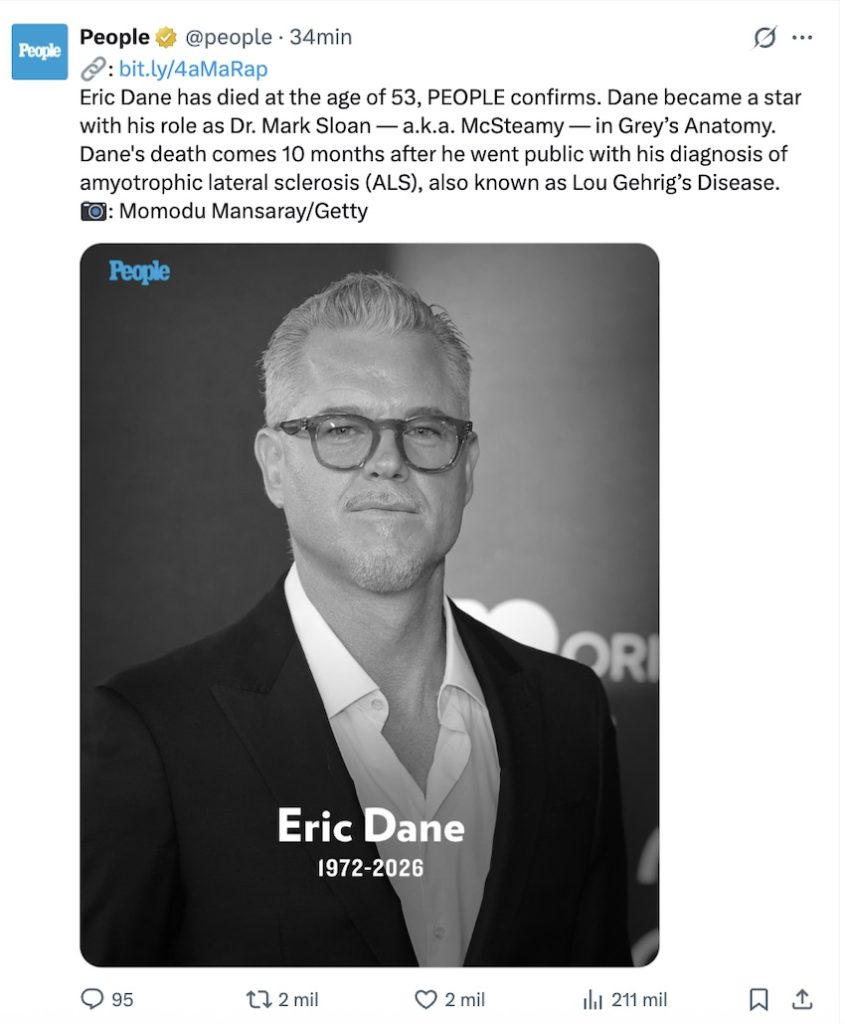 Muere Eric Dane
