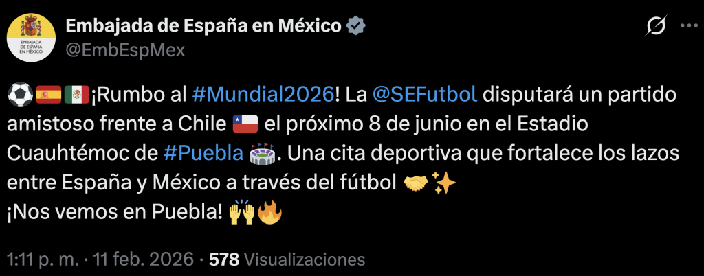 España jugará vs Chile en el Estadio Cuauhtémoc previo al Mundial 2026