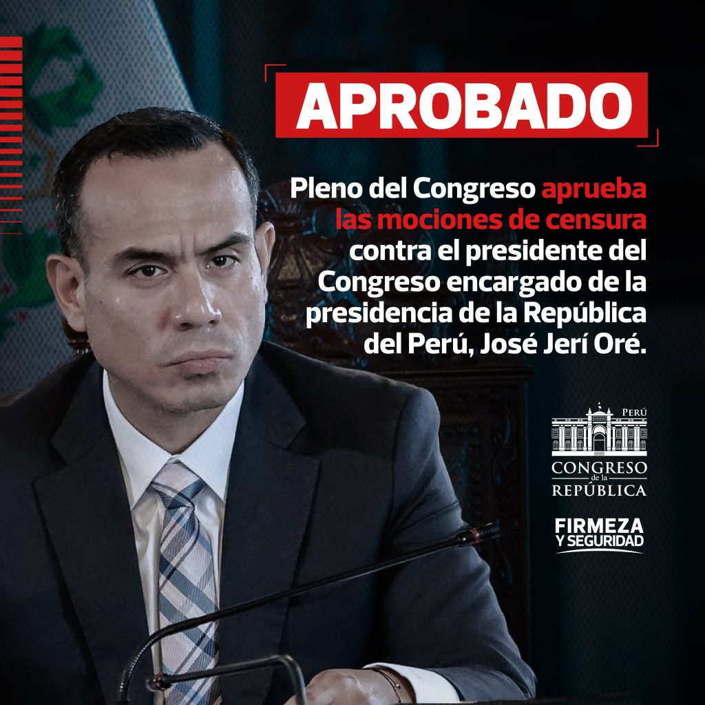 José Jerí es destituido como Presidente de Perú tras 4 meses