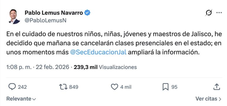 Suspensión de clases en Jalisco y otros estados tras bloqueos y muerte ...