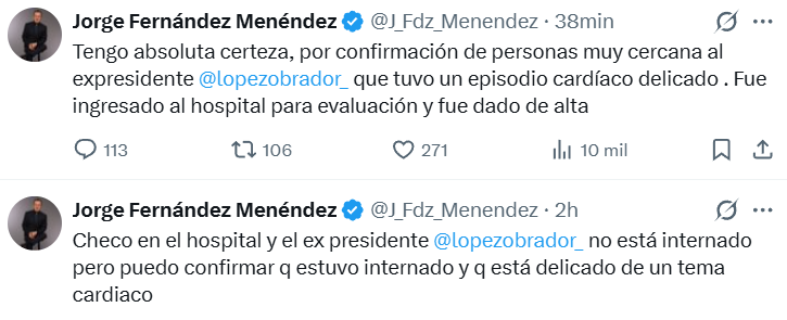 Desmienten que AMLO esté internado en el Hospital Militar