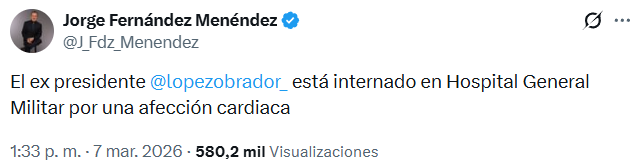 Desmienten que AMLO esté internado en el Hospital Militar