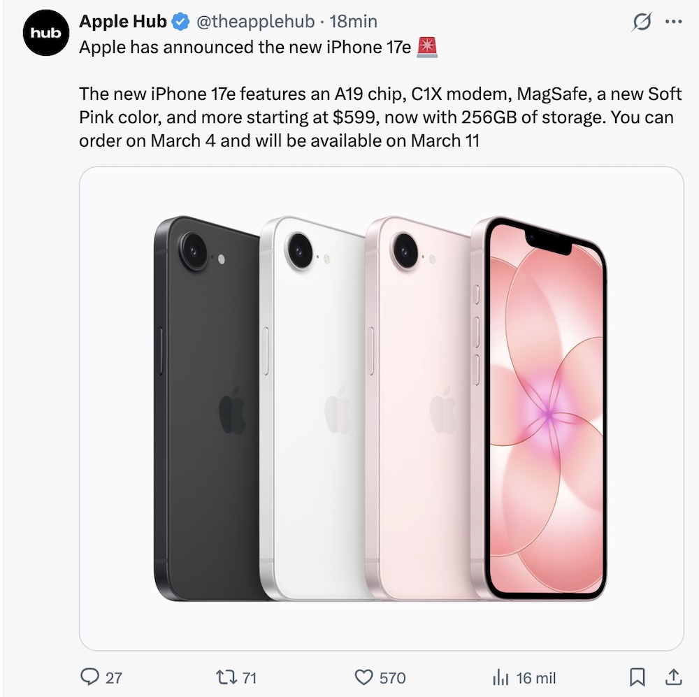 iPhone 17e y el nuevo iPad Air: Los nuevos anuncios de Apple 2026