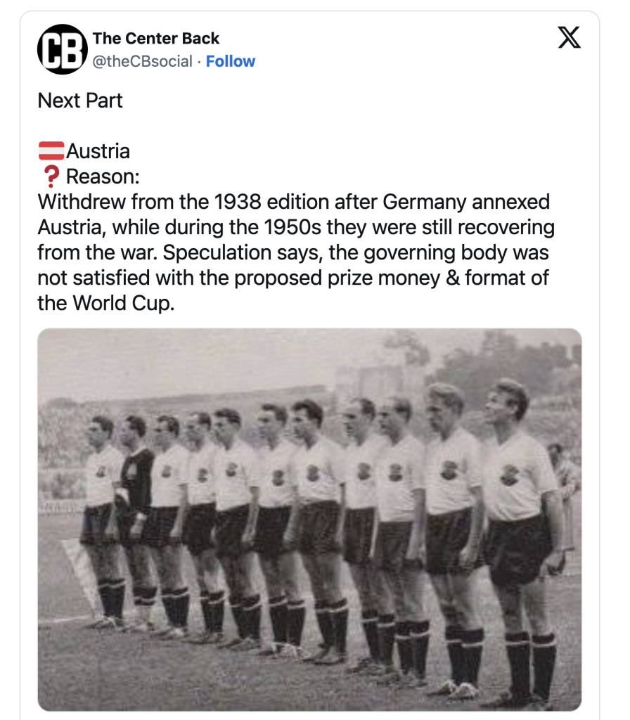 Todos los países que no jugaron un Mundial por guerras