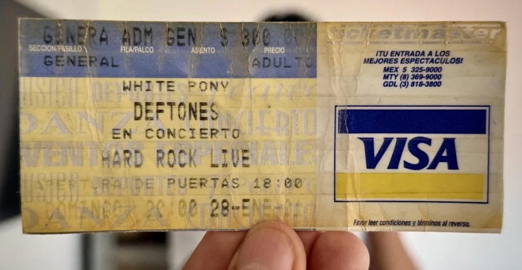 boleto deftones 2001