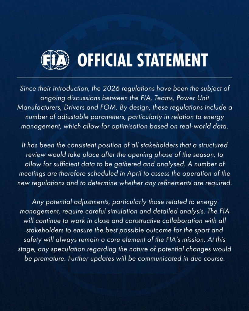 Comunicado de la FIA