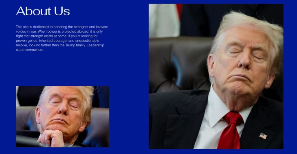 Imagen del sitio que invita a Trump a enviar a su hijo a Irán