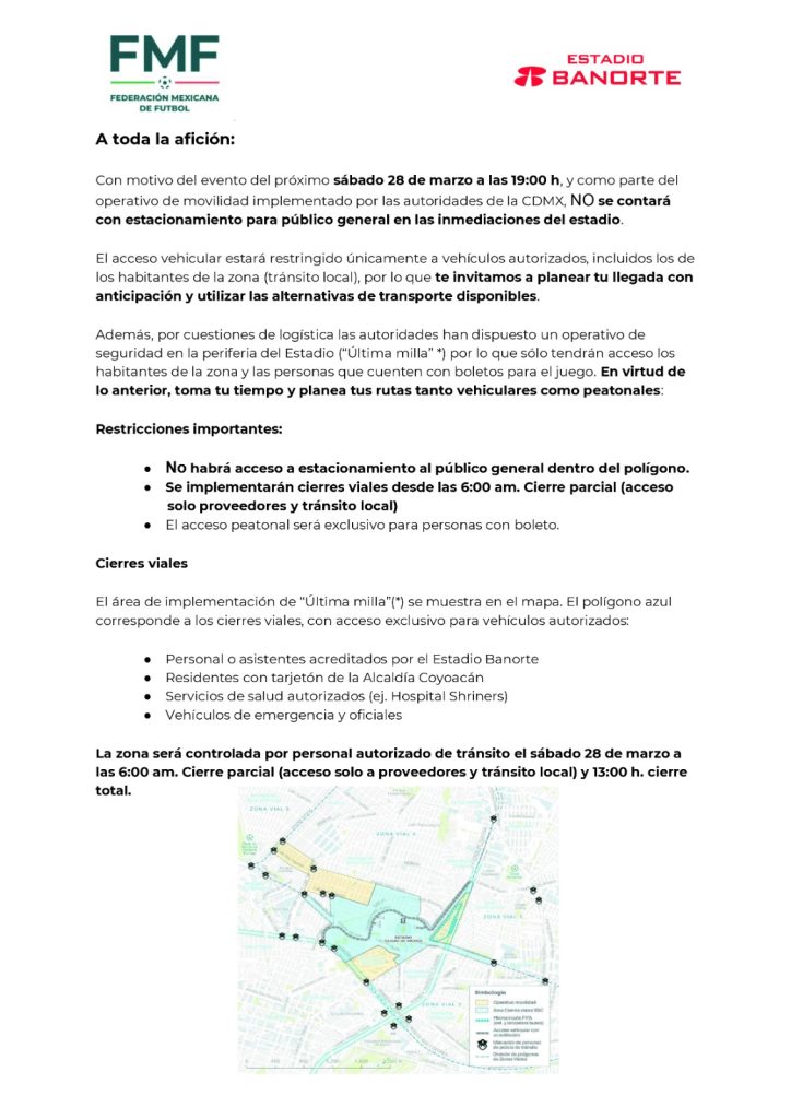 No habrá estacionamiento en el Estadio Azteca