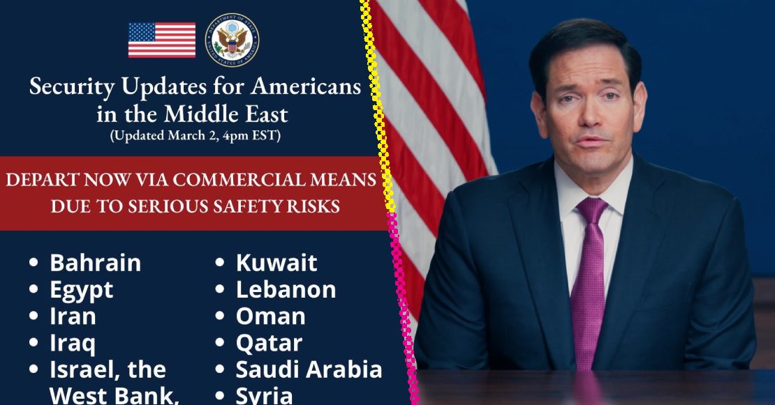 Estados Unidos emite alerta de seguridad para 14 países de Medio Oriente